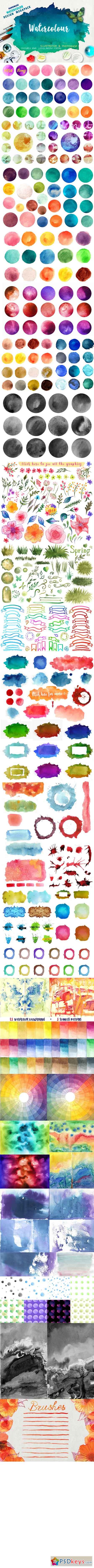 Megapack watercolor for design 404415