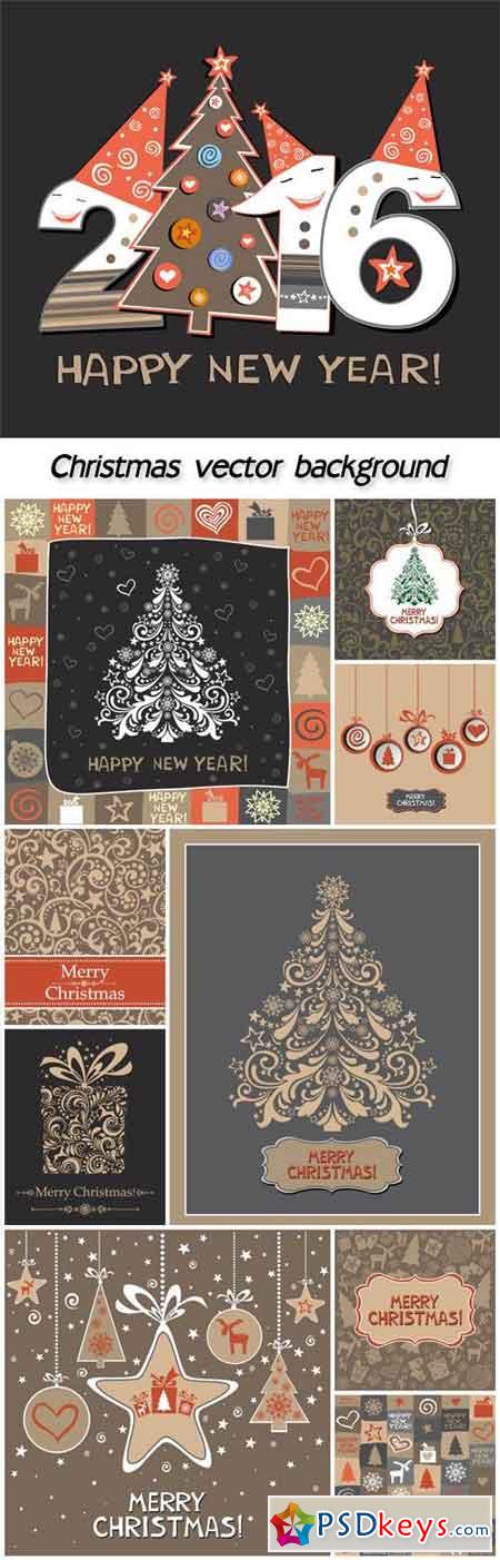 Christmas vector set in vintage style