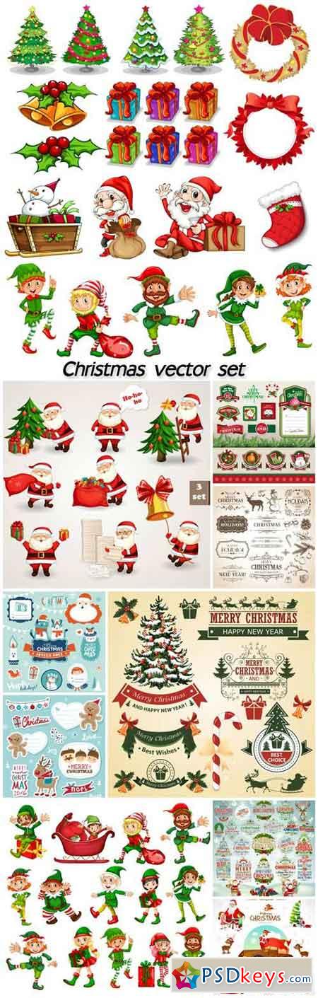 Christmas vector set calligraphic elements