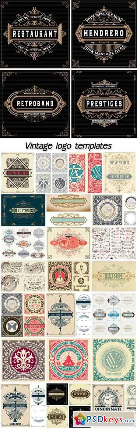Vintage logo templates, hotel, restaurant, business or boutique