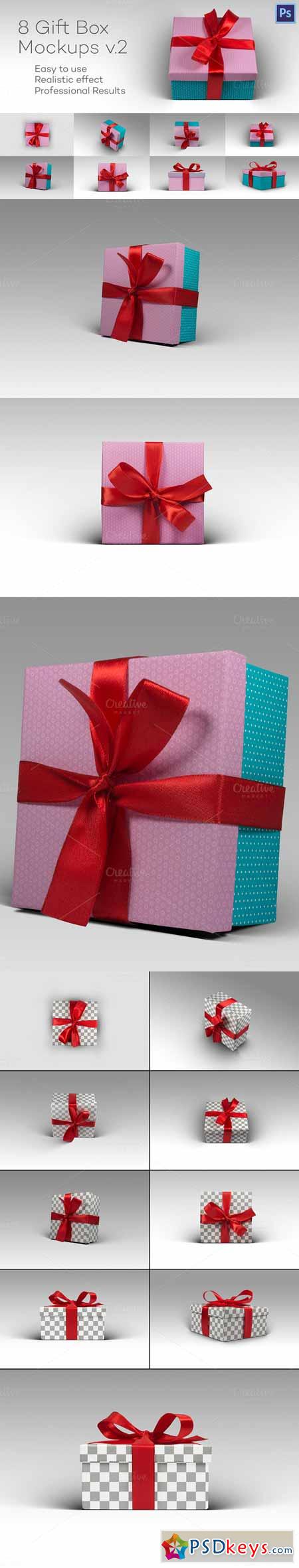 8 Photorealistic Gift Box Mockps v.2 474082