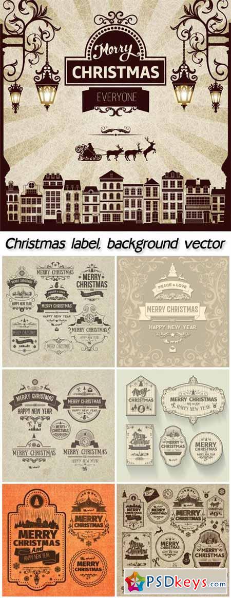 Vintage Christmas label background vector