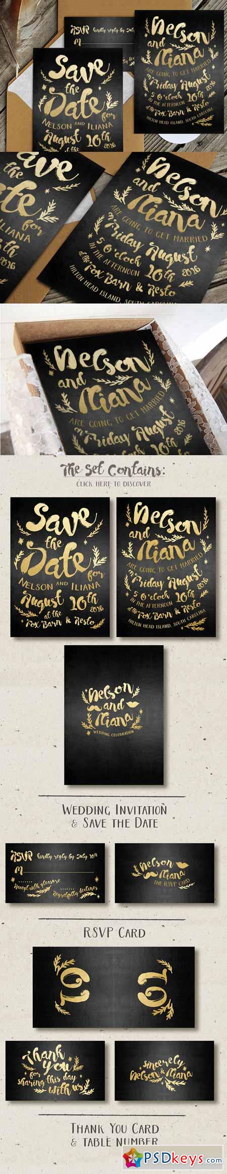 Black & Gold Hipster Invitation 479574