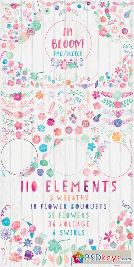 Watercolor Flowers Clipart Bundle 478941 » Free Download Photoshop