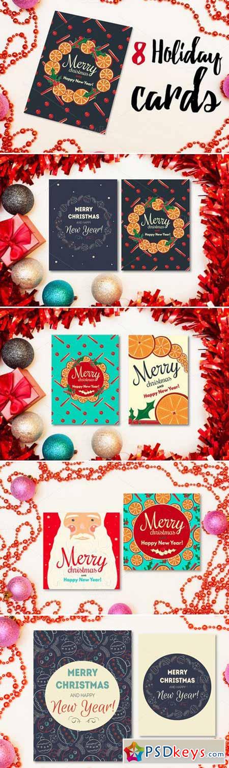 8 holiday cards with 3 patterns 428065