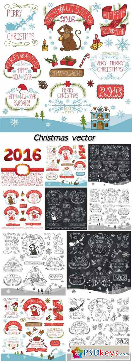 Christmas, various elements in the vector