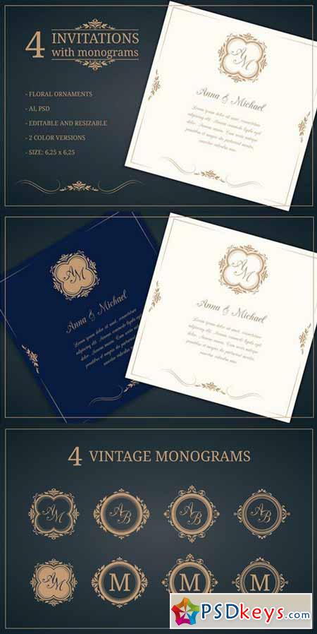 Wedding invitations with monograms 478559