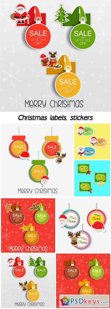 Christmas labels, stickers vector
