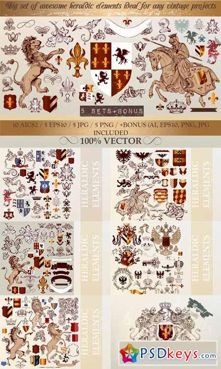 Bundle of vintage heraldic elements 481160