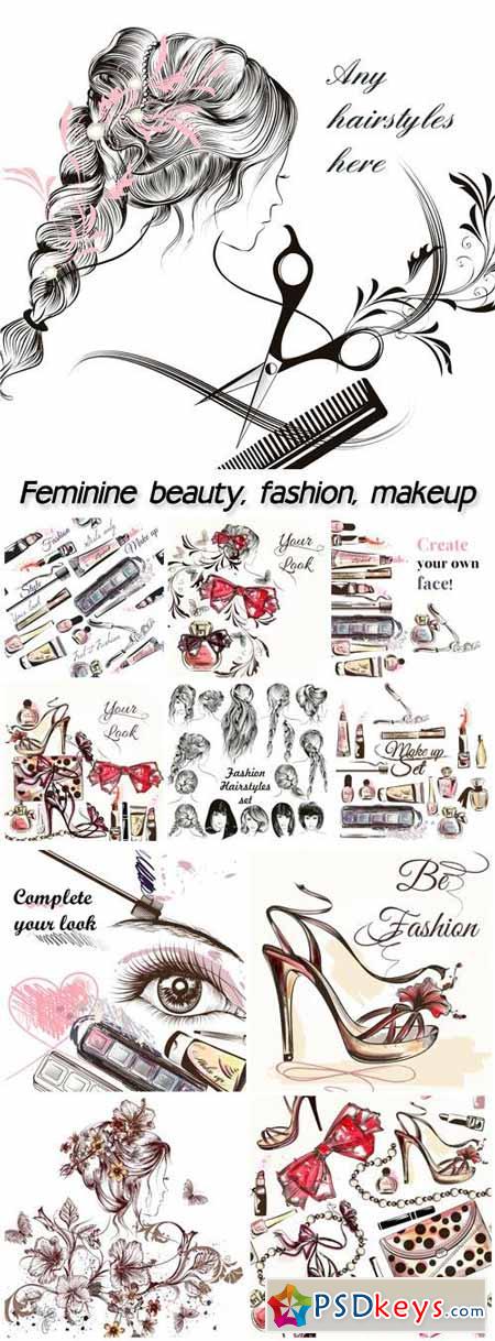 Female beauty, fashion, makeup