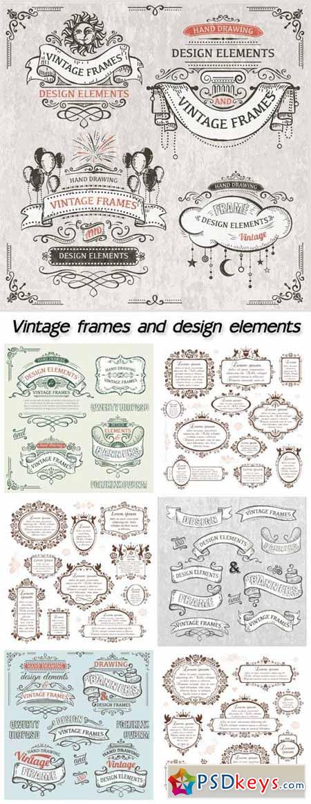 Vintage frames and design elements vector