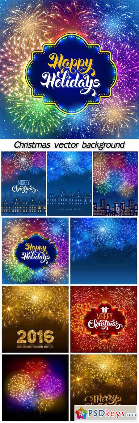 Vector Christmas background with fireworks