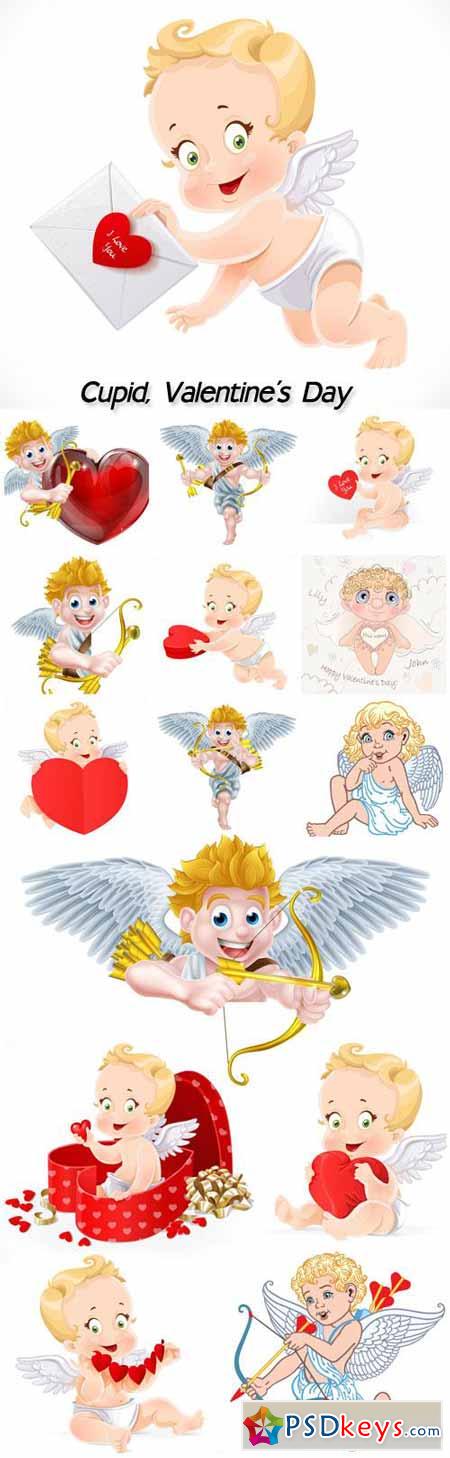 Cupid, Valentine's Day, angels with hearts