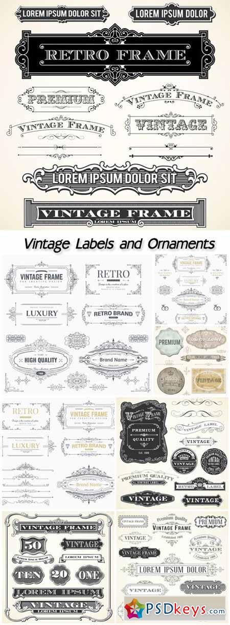 Vintage labels and ornaments, frames