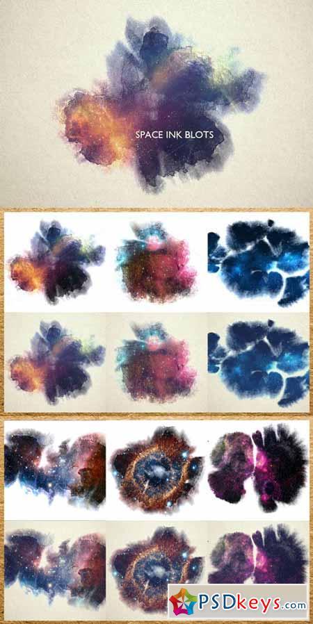 Space Ink Blots Backgrounds Set 330514