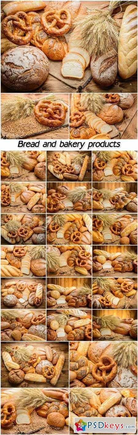 Bread and bakery products collages