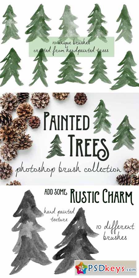 Painted Pine Trees - PS Brushes 394883