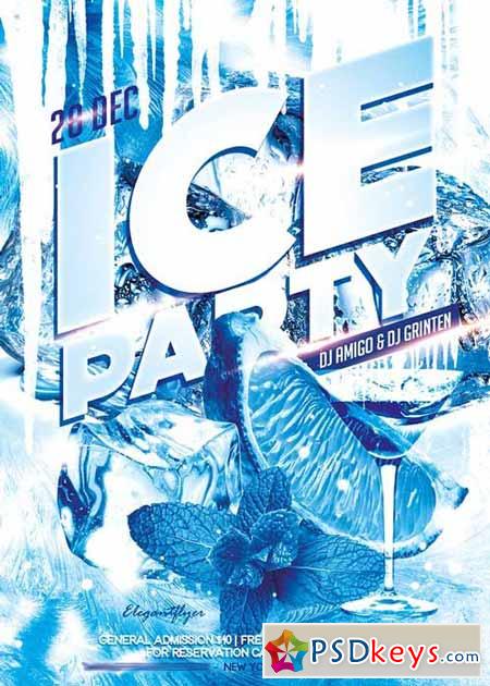 Ice Party Flyer PSD Template + Facebook Cover