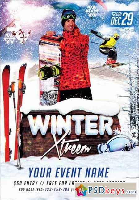 Winter Extreme Premium Flyer Template + Facebook Cover