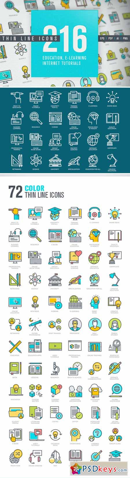 Thin Line Icons for Online Education 329521
