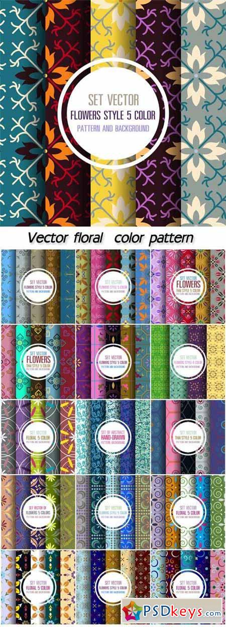 Set vector floral color pattern and background