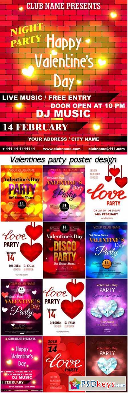 Valentines party poster design