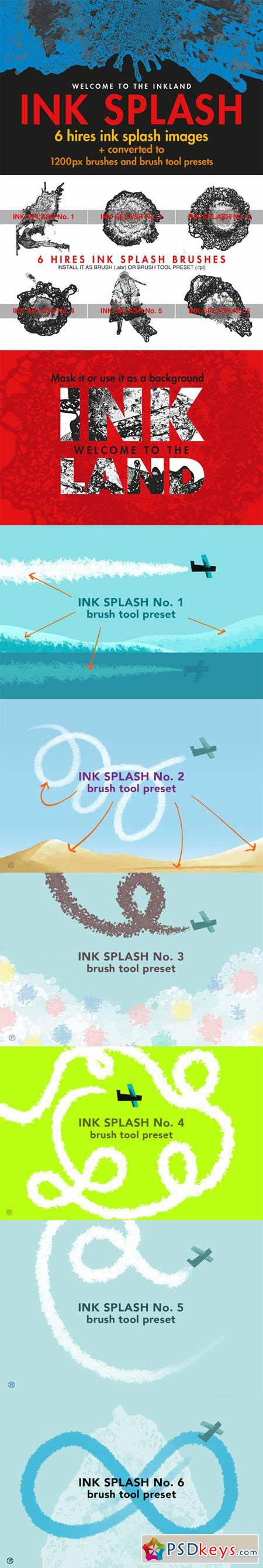 Ink Splash - 6 Images and Brushes 492920