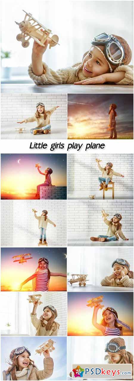 Little girls play plane