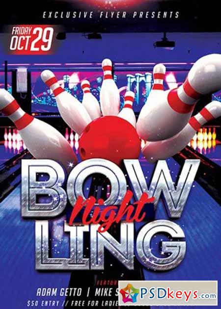 Bowling Premium Flyer Template + Facebook Cover