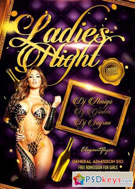 Ladies Night Party Flyer PSD Template + Facebook Cover