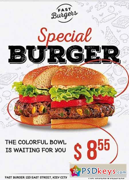 Special Burger Premium Flyer Template + Facebook Cover