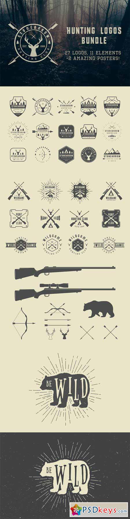 Set of vintage hunting logos 493924