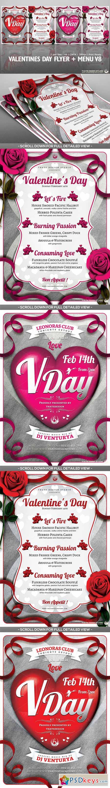 Valentines Day Flyer+Menu Bundle V8 492589