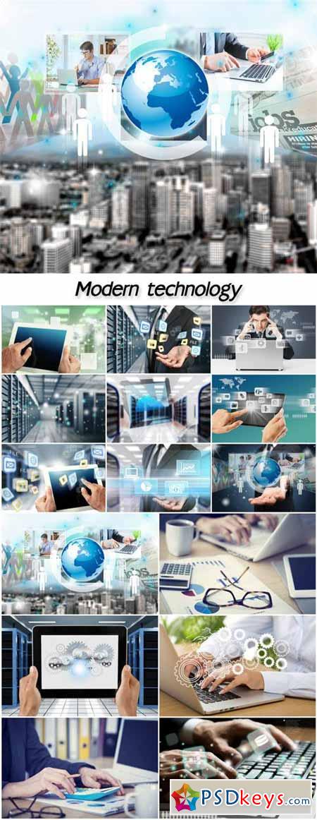 Modern technology, business collage