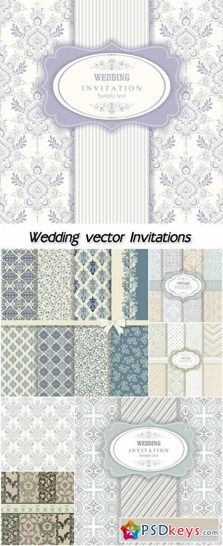 Wedding Invitations, vector backgrounds with patterns #9