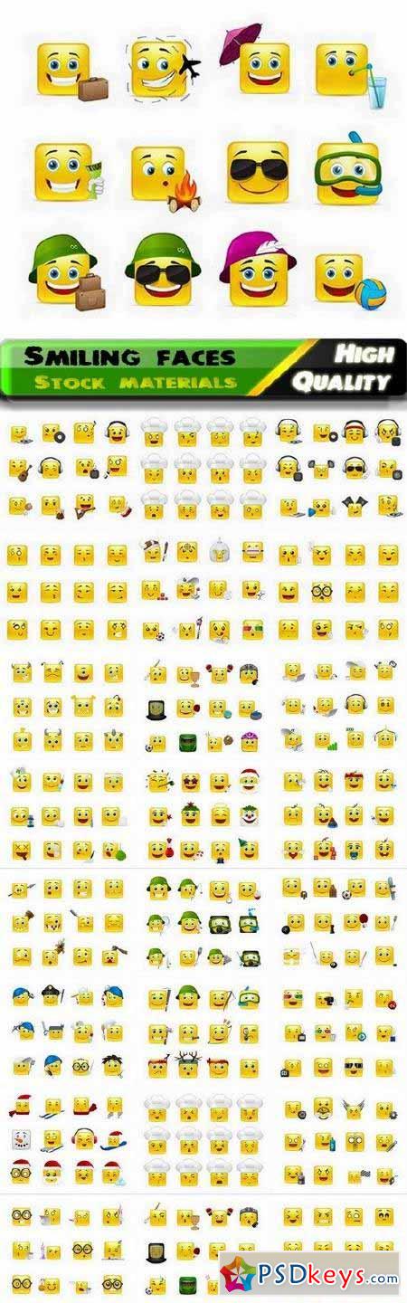 Yellow square smiling faces and emoticons 2 - 25 Eps