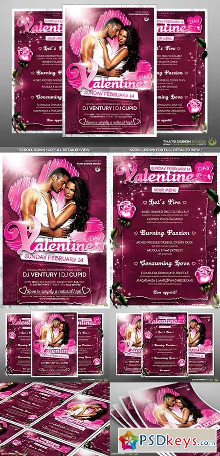 Valentines Day Flyer+Menu Bundle V7 492059