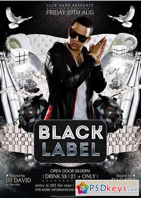 Black Label Premium Flyer Template + Facebook Cover
