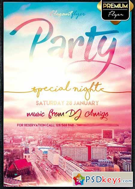 Party Special Night Flyer PSD Template + Facebook Cover