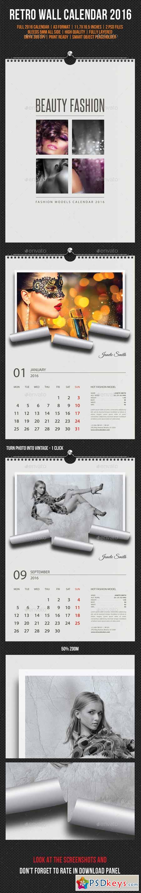 Wall Calendar 2016 Retro Photo V02 11827782
