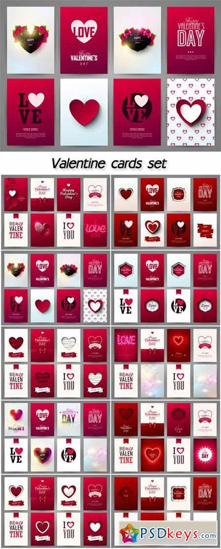 Valentine cards set, vector illustration