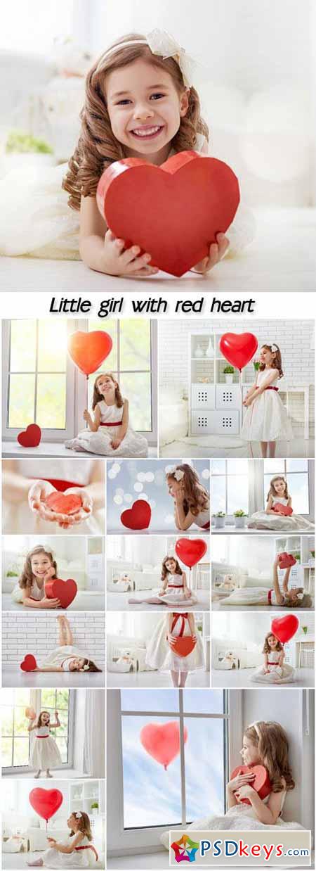 Little girl with red heart