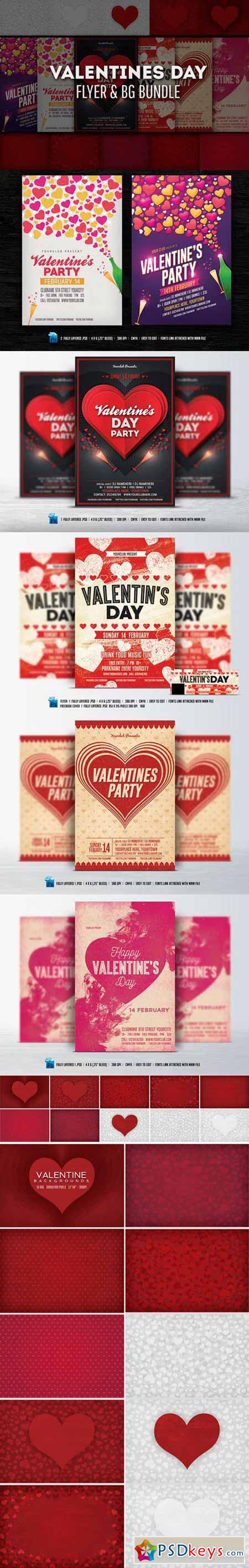 Valentines Day Flyer & BG Bundle 501946