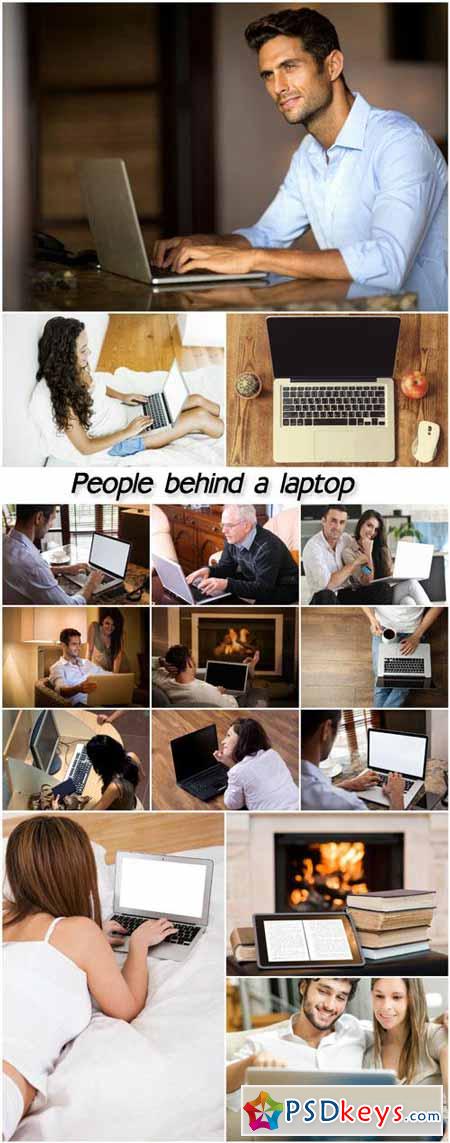 People behind a laptop, modern technology