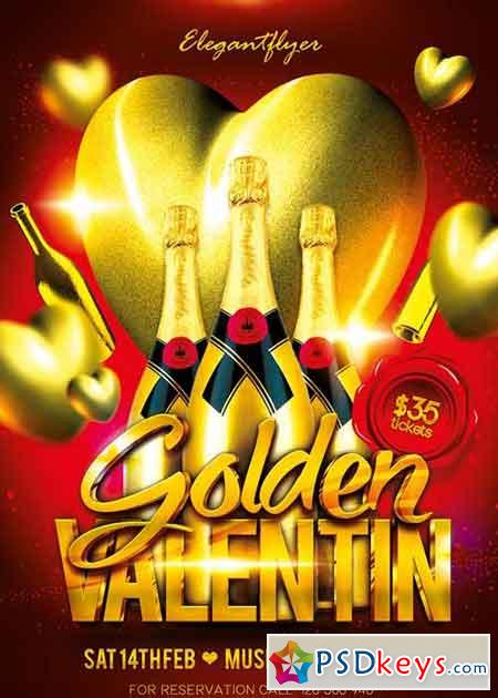 Golden Valentin Flyer PSD Template + Facebook Cover