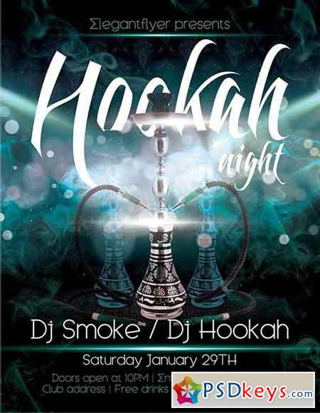 Hookah Night Flyer PSD Template + Facebook Cover