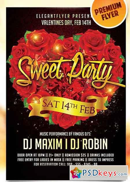 Sweet Party Flyer PSD Template + Facebook Cover