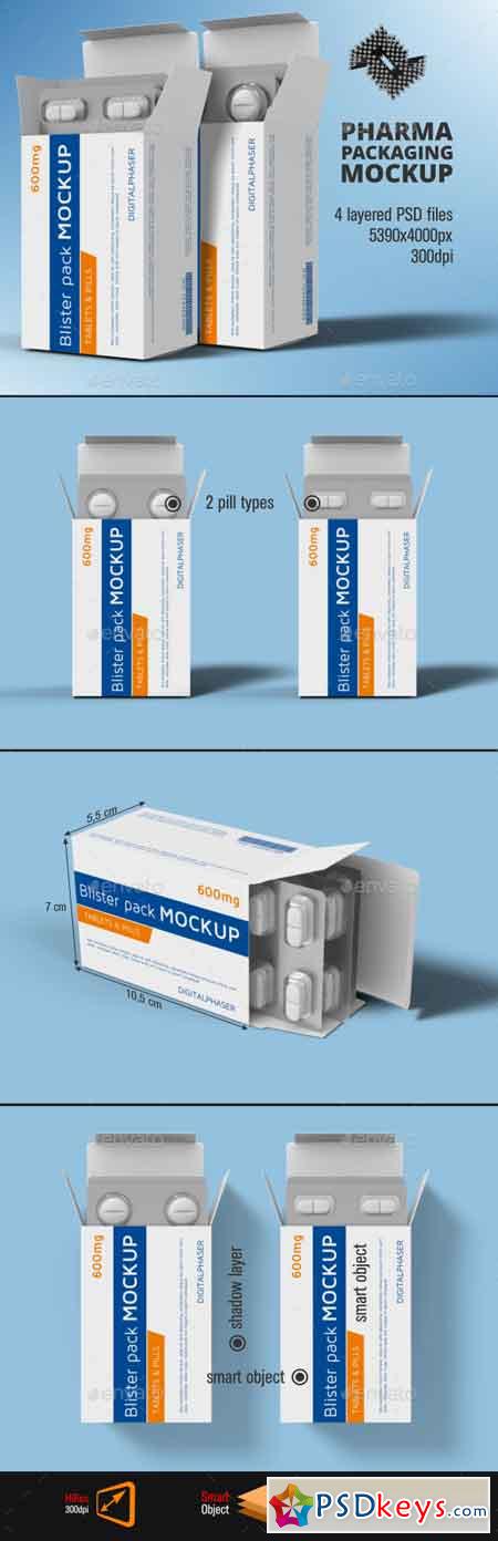 Tablets Capsule Blister Pack Box Mockup 14550655