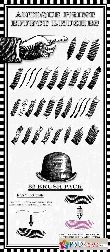 Antique Print Effect Brushes 6870773