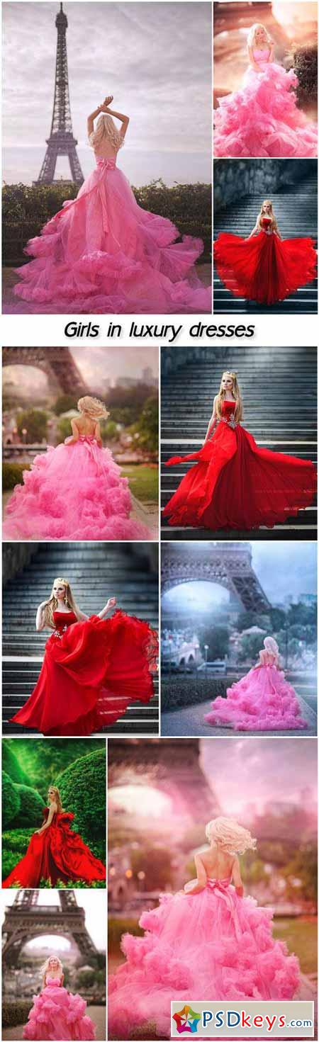 Girls in luxury dresses, Eiffel Tower